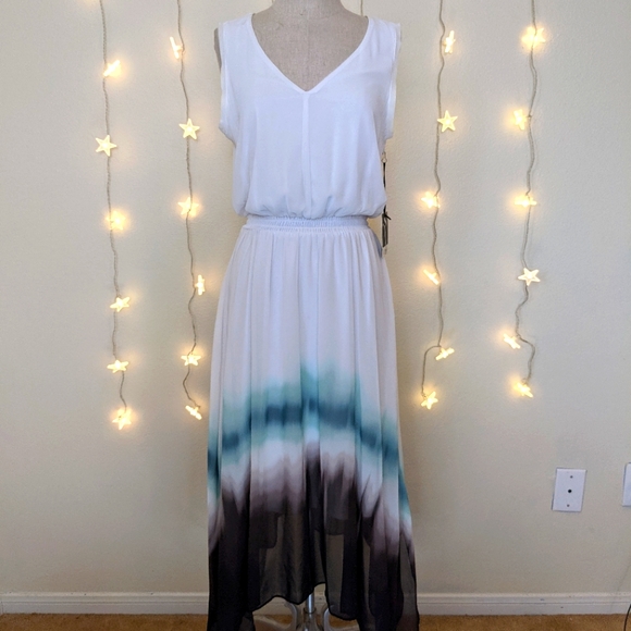NWT Vera Wang Ombre Chiffon Summer Maxi Dress - Picture 1 of 10